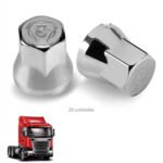 Capa de Porca Caminhão Scania Cromada (Kit 20un.) 32mm 33mm - Jetta