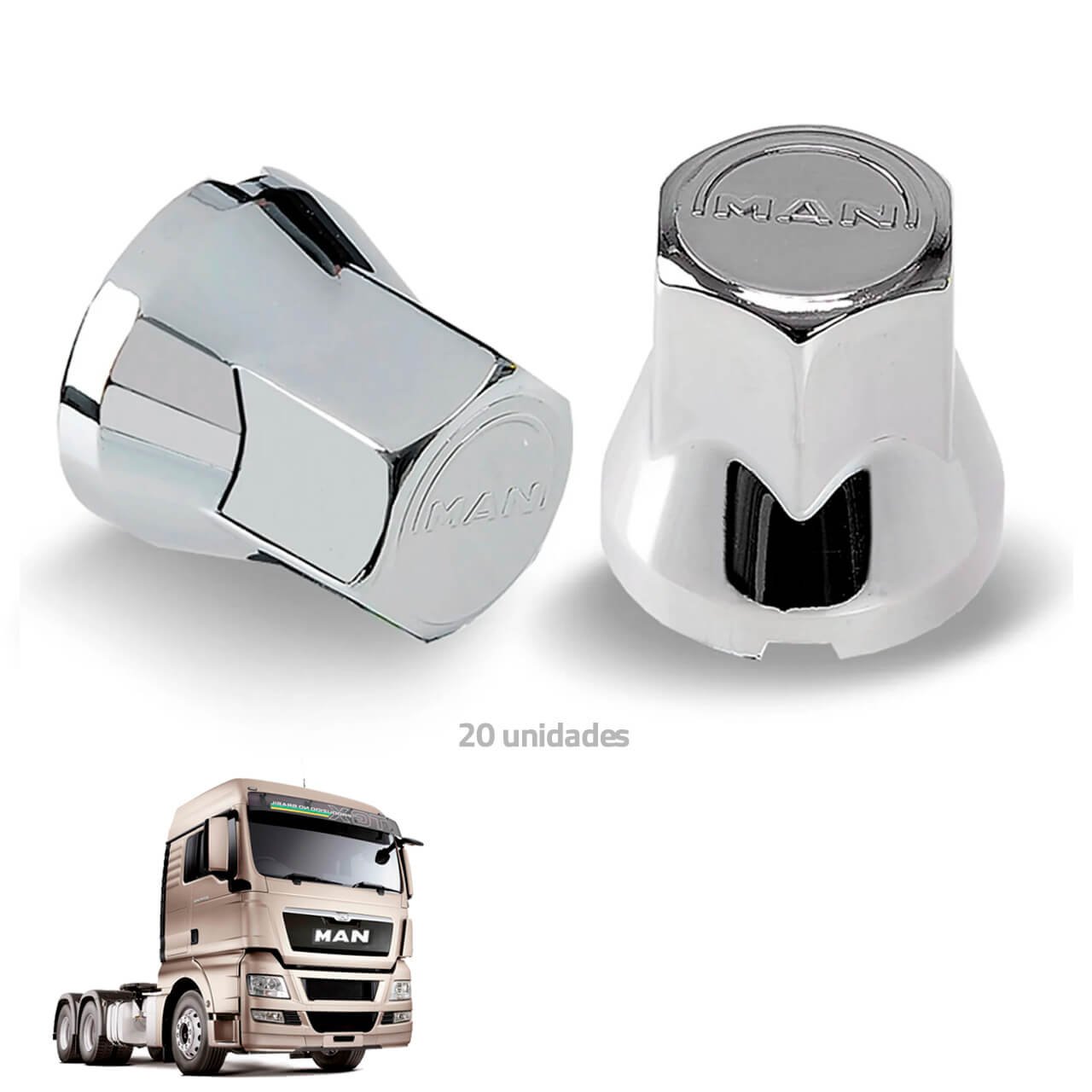 mdc-0365 Capa de Porca Caminhão MAN Cromada (Kit 20un.) 32mm - Jetta - Imagem 1