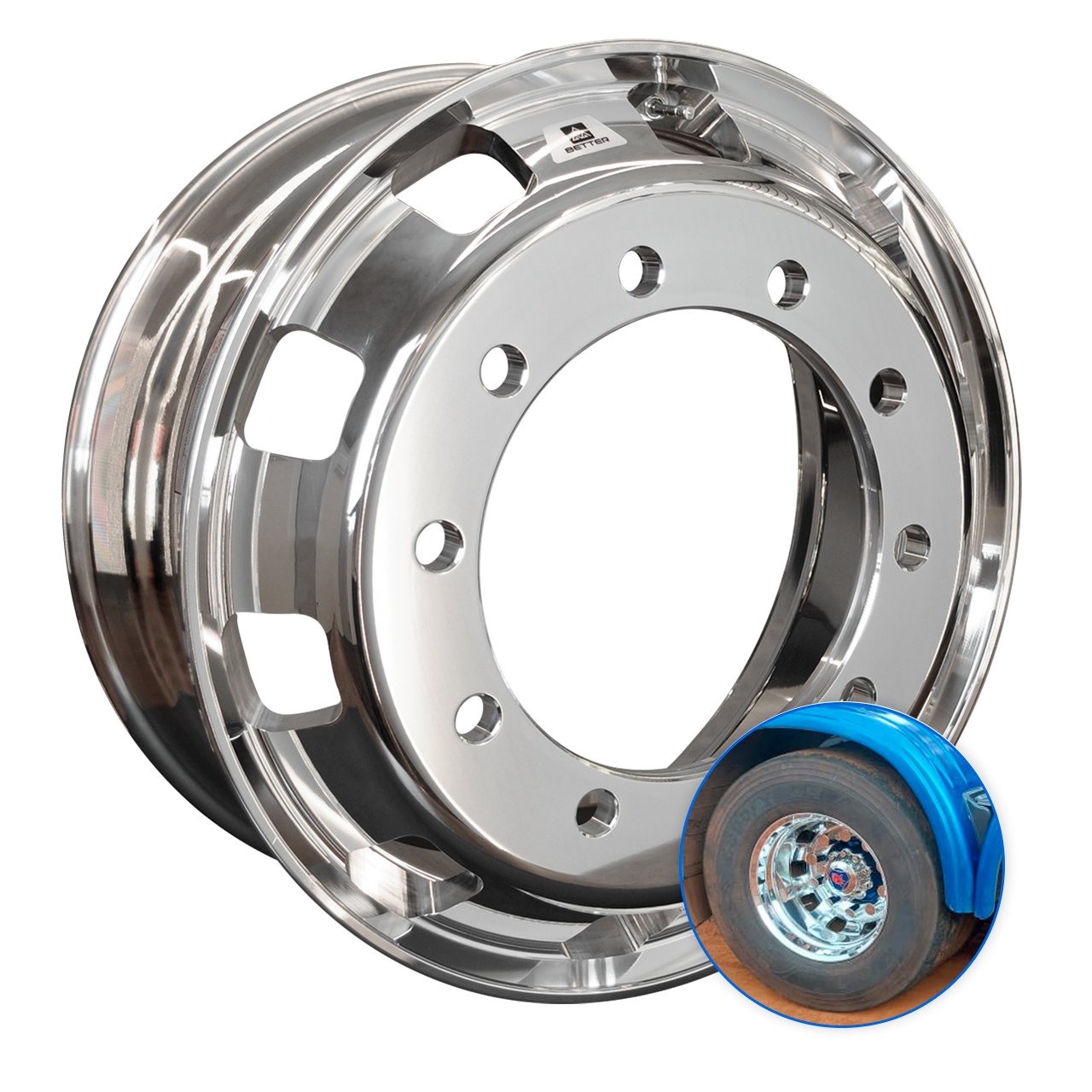 mdc-0796 Roda de Alumínio Caminhão Alto Brilho Speedline Borda Larga Aro 22,5 x 8,25 - Better - Imagem 1