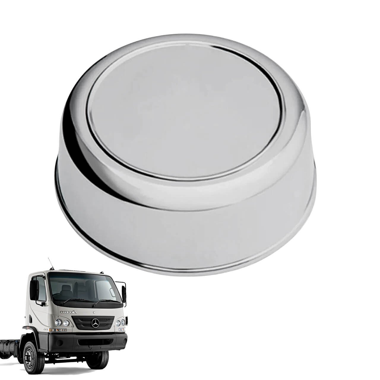 mdc-0926 Tampa do Cubo Dianteiro Mercedes Accelo Cromada (Calota) - Imagem 1