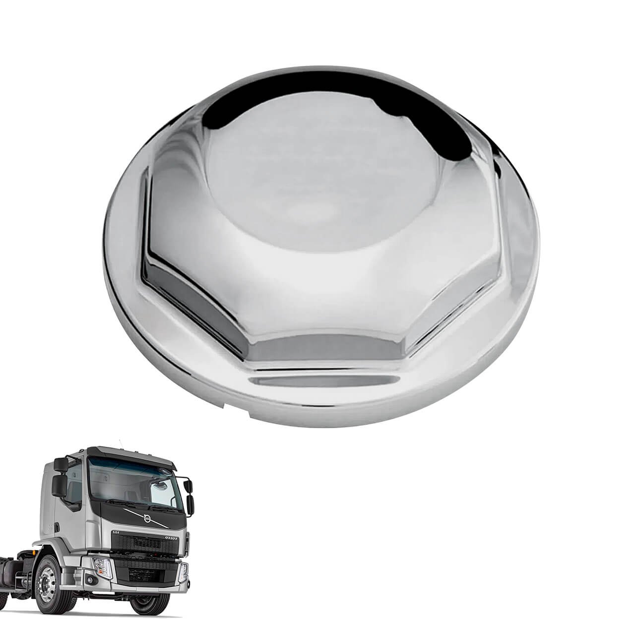 mdc-0939 Tampa do Cubo Dianteiro Volvo VM Cromada (Calota) - Imagem 1